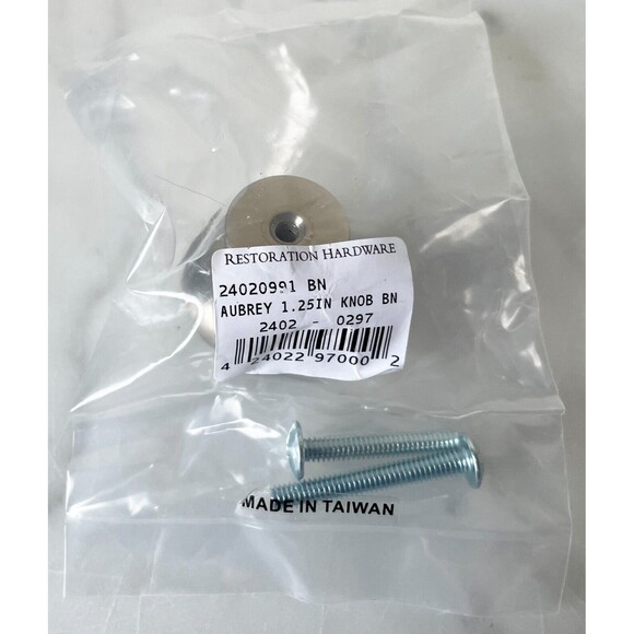 Restoration Hardware Round Aubrey Knob 1.25 Inches Satin Nickel Cabinet Drawer - Picture 3 of 5